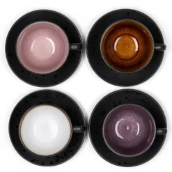 Kopp med tefat 24 cl 4-pack Svart/Rosa