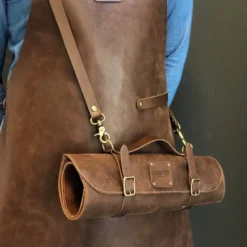 Leather knivväska 41 cm brun