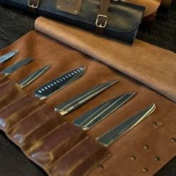 Leather knivväska 41 cm brun