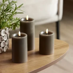 LED blockljus 7,5x10 cm taupe