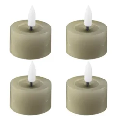 LED värmeljus 4-pack 4,5x2,5 cm green leaf