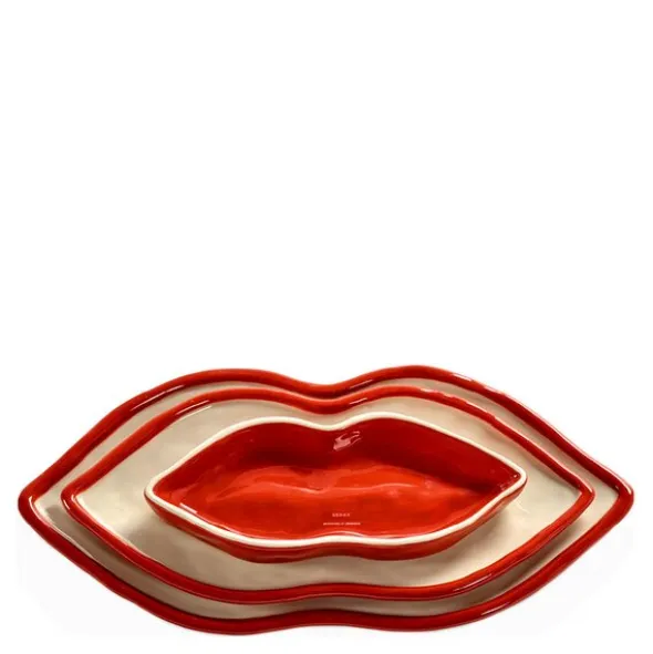 Les Objets Mouleversants Lips serveringsfat set 3 delar röd