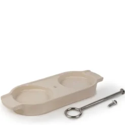 Linea kvarnbricka med handtag krämvit