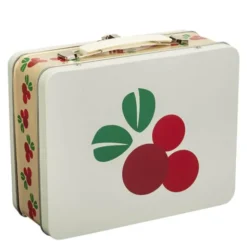 Lingon plåtväska 16x19 cm beige/röd