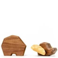 Liten elefant träfigur 8 cm valnöt/ask