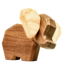 Liten elefant träfigur 8 cm valnöt/ask