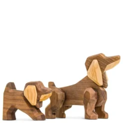 Liten tax träfigur 6 cm valnöt/ask