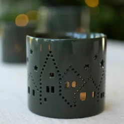 Ljuslykta medium 8 cm julby grön