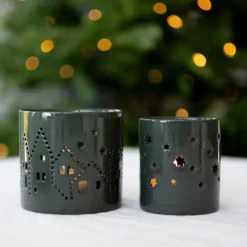 Ljuslykta medium 8 cm julby grön