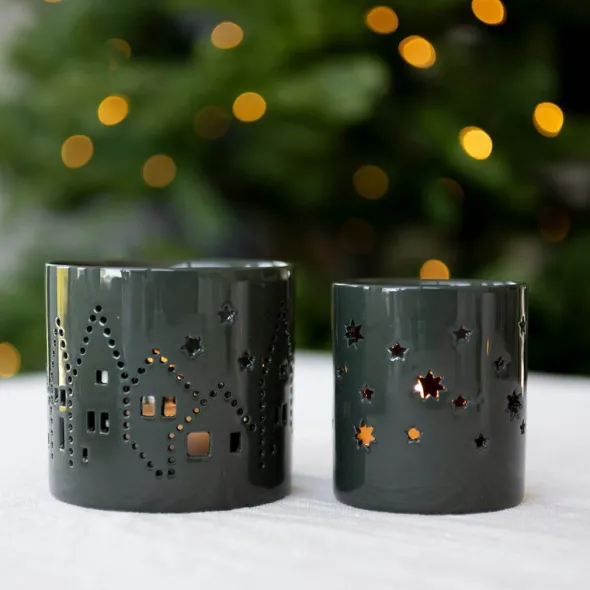 Ljuslykta medium 8 cm julby grön