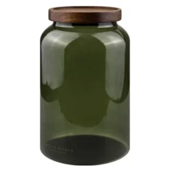 Luna glasburk med lock 20 cm dark forest/akaciaträ