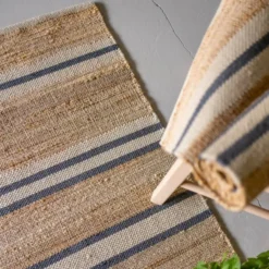 Lyon jute golvmatta 160x230 cm natur blå