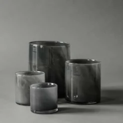 Lyric Ljuslykta Glas 15x18 cm Mörk Grå
