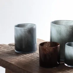 Lyric Ljuslykta Glas 15x18 cm Mörk Grå