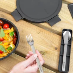Make & Take bestickset 3 delar med fodral mörkgrå