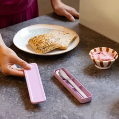 Make & Take bestickset 3 delar med fodral lilac pink