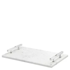 Marmorbricka med handtag Vit/Förnicklad Mässing