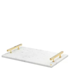 Marmorbricka med handtag Vit/Mässing