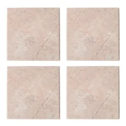 Marmor glasunderlägg 10x10 cm 4-pack rosa