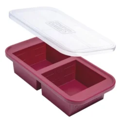 Matförvaring med silikonlock 2-cup 2×500 ml cranberry