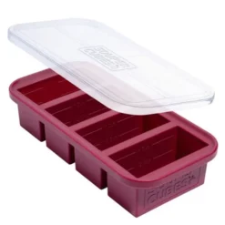 Matförvaring med silikonlock 1-cup 4×250 ml cranberry