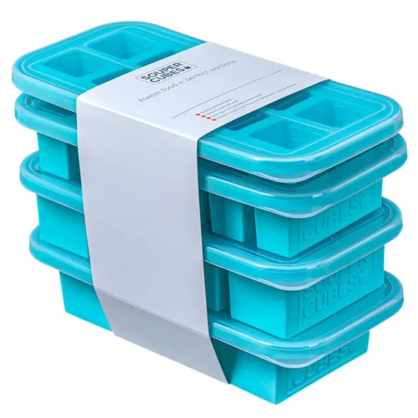 Matförvaring och Lock Silikon Set 4-pack Blå