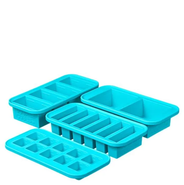 Matförvaring och Lock Silikon Set 4-pack Blå