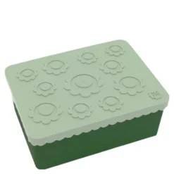 Matlåda med 3 fack 19x14 cm blomma ljusgrön