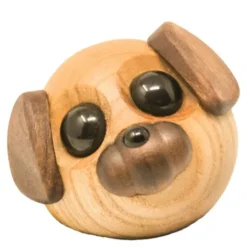 Molly hund träfigur 5 cm ask/valnöt