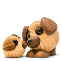 Molly hund träfigur 5 cm ask/valnöt