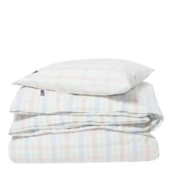 Multi Checked Cotton Percale påslakanset 150x210 cm vit/multi