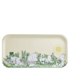 Mumin bricka 43x22 cm i trädgården beige