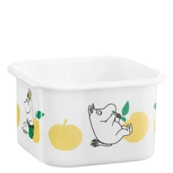 Mumin emaljburk med lock 1 L Glada Äpplen gul