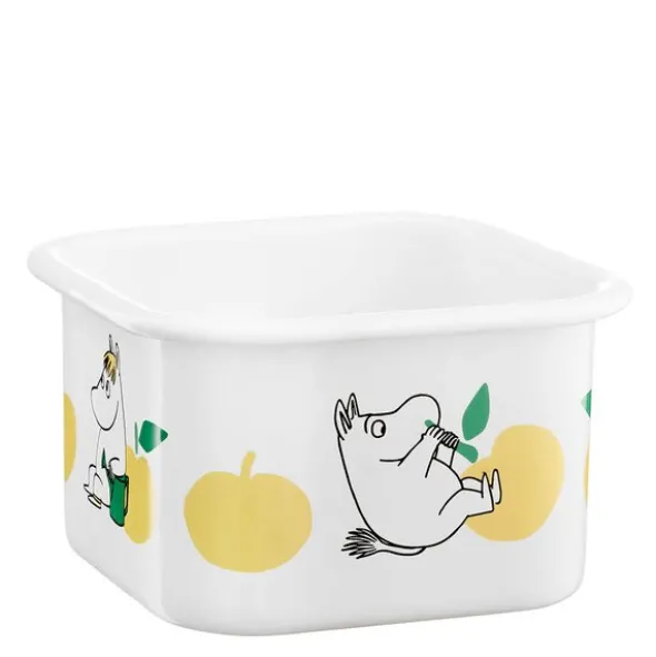 Mumin emaljburk med lock 1 L Glada Äpplen gul