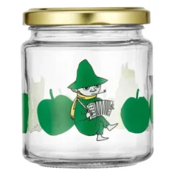 Mumin glasburk 0,5L med klistermärke 4-pack gul