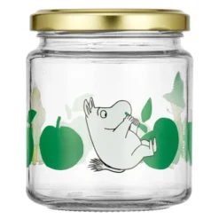 Mumin glasburk 0,5L med klistermärke 4-pack gul