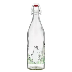 Mumin glasflaska med bygelkork 1 L äng