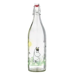 Mumin glasflaska med bygelkork 1 L äng