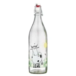 Mumin glasflaska med bygelkork 1 L äng