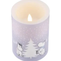 Mumin LED blockljus 10 cm Snöfall lila