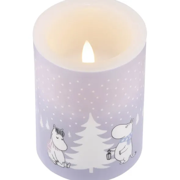Mumin LED blockljus 10 cm Snöfall lila