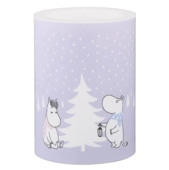 Mumin LED blockljus 10 cm Snöfall lila