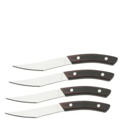 Napoli pizza/grillkniv 4-pack stål med mörkt handtag
