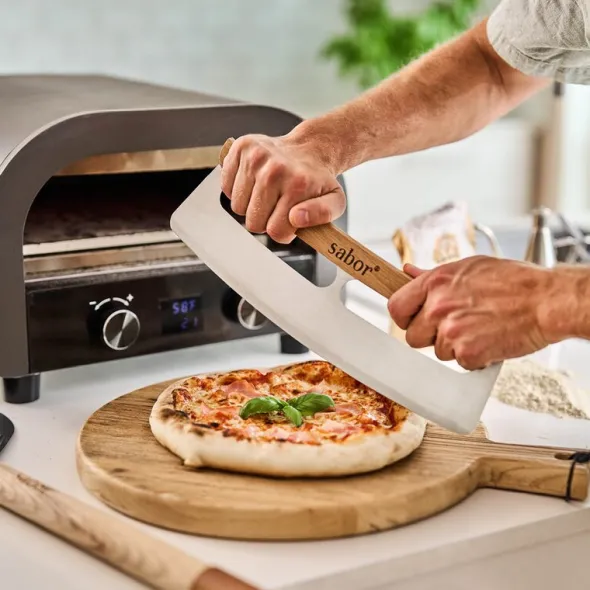 Napo pizzaskärare 33x10 cm stål/ek