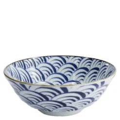 Natsu Nami ramen skål 21x7,8 cm 1 L blå/vit