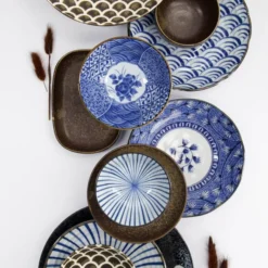 Natsu Tokusa Mixed skål 17,8x9,5 cm 1 L blå/vit