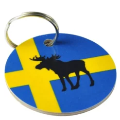 Nyckelring 5 cm Älg/Svensk flagga