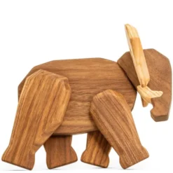 Pappa elefant träfigur 16 cm valnöt/ask