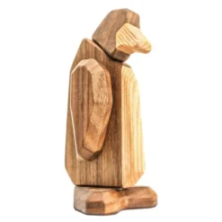 Pingvin träfigur 13 cm valnöt/ask