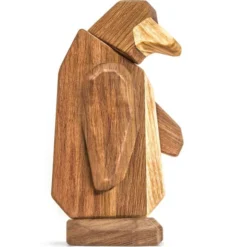 Pingvin träfigur 13 cm valnöt/ask